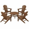 Polywood South Beach 5-Piece Teak Patio Set with 4 Adirondack Chairs 633PWS1051TE